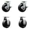 Service Caster 5 Inch Polyolefin Caster Set with Ball Bearings 2 Brakes 2 Rigid SCC SCC-20S520-POB-TLB-2-R-2 - alternate 1